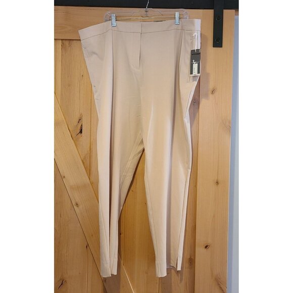 New! Worthington Slim Ankle High Rise Trouser Pants Womens Plus 22W Long Beige - Picture 1 of 16
